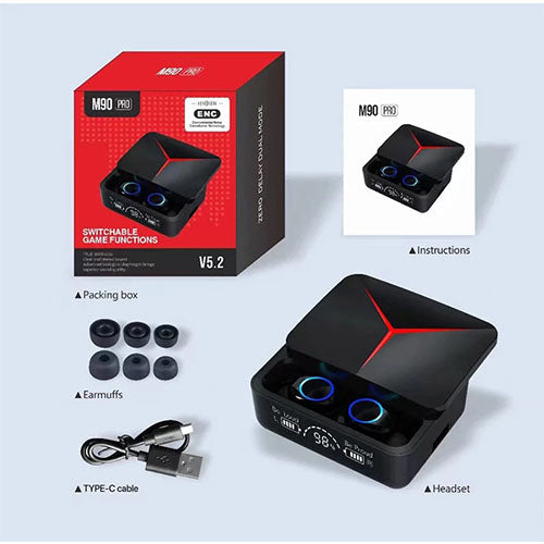 M90 Pro | Gaming EarBuds | True Wireless Earbuds | Type-C Charging| ACTIVE Noise Cancellation|